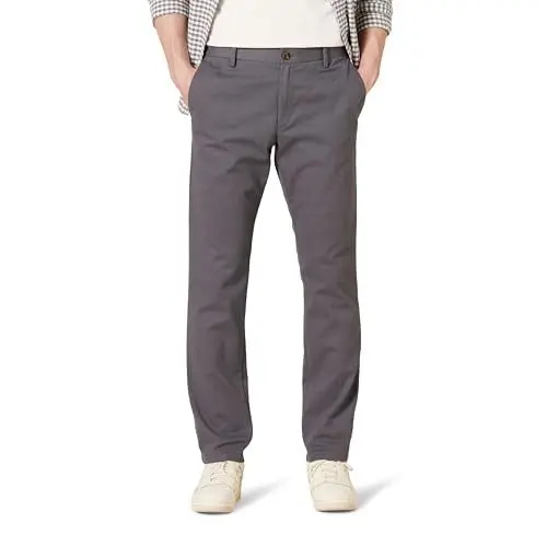 Produktbild: Amazon Essentials Herren Knitterfreie Flatfront-Chinohose in schmaler Passform, Dunkelgrau, 32W / 34L