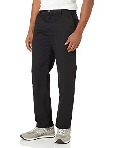 Produktbild: Amazon Essentials Herren Knitterarme Flatfront-Chinohose, Gerade Geschnitten, Schwarz, 33W / 34L