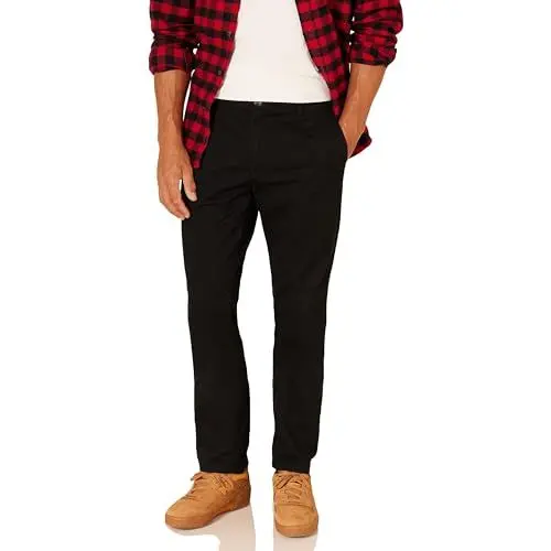 Produktbild: Amazon Essentials Herren Knitterfreie Flatfront-Chinohose in schmaler Passform, Schwarz, 31W / 32L