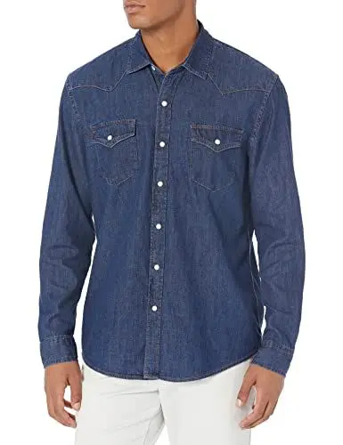 Produktbild: Amazon Essentials Herren Langärmeliges Jeanshemd, Normale Passform, Blau, XXL