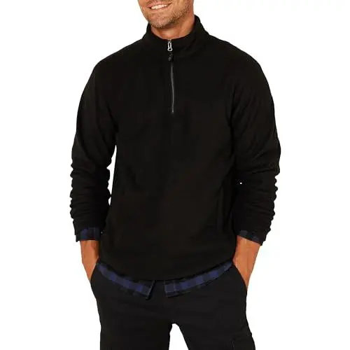 Produktbild: Amazon Essentials Herren Polarfleecejacke mit Viertelreißverschluss, Schwarz, M