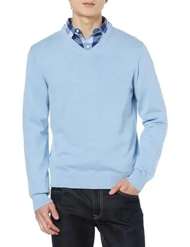 Produktbild: Amazon Essentials Herren Pullover mit V-Ausschnitt (in Übergröße erhältlich), Hellblau Heidekraut, XL