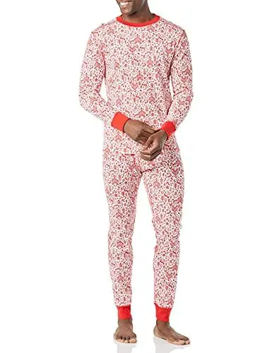 Produktbild: Amazon Essentials Herren Pyjamaset, Strick - Auslauffarben, Weiß Wald, 3XL Große Größen