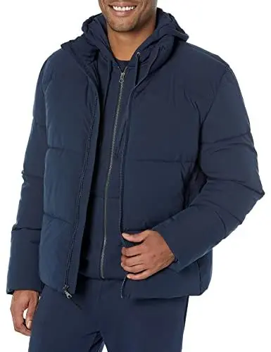Produktbild: Amazon Essentials Herren Schwerer Steppmantel Mit Stehkragen (In Übergrößen Erhältlich), Marineblau, L