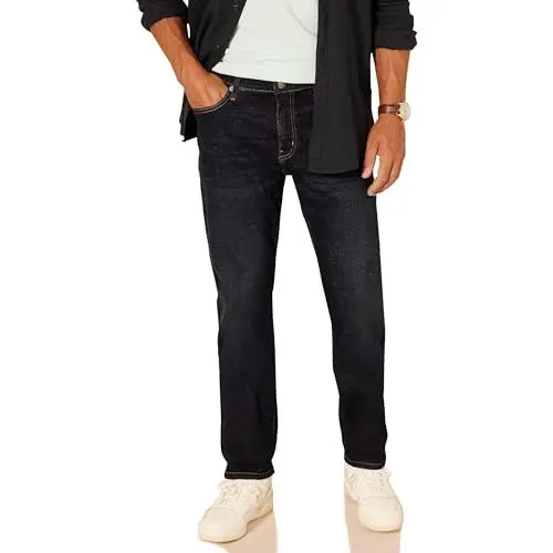 Produktbild: Amazon Essentials Herren Stretchjeans, Gerade Geschnitten, Dunkles Indigo Batik, 40W / 32L