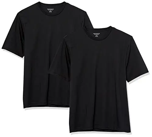Produktbild: Amazon Essentials Herren T-Shirt mit kurzen Ärmeln und Rundhalsausschnitt in normaler Passform, 2er-Pack, Schwarz, XL