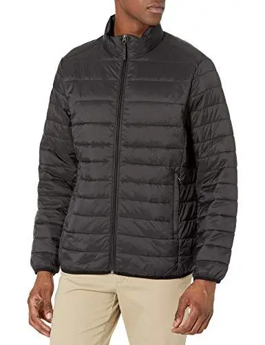 Produktbild: Amazon Essentials Herren Verstaubare, Leichte, Wasserabweisende Pufferjacke (Erhältlich In Big & Tall), Schwarz, L