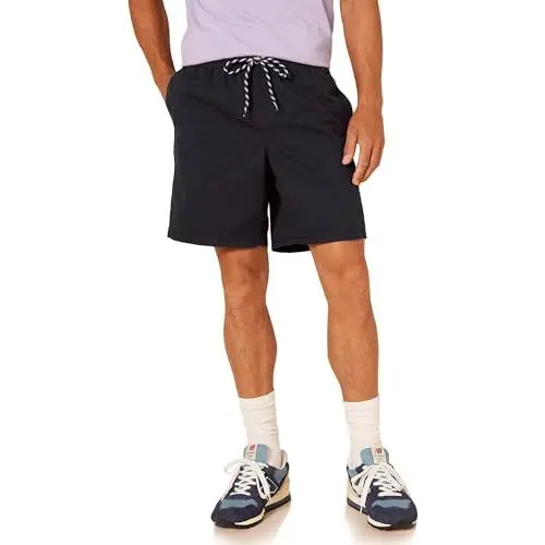 Produktbild: Amazon Essentials Herren Walkshorts Schrittlänge 20 cm lockere Passform mit Kordelzug (in Übergröße erhältlich), Schwarz, M