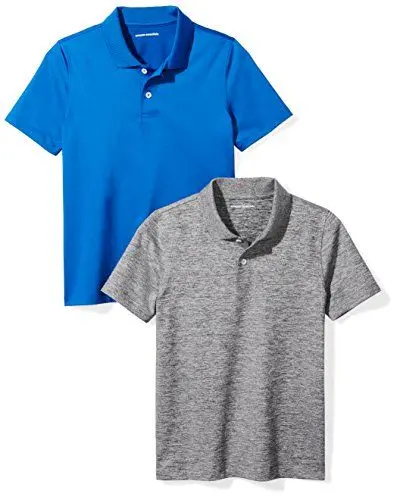 Produktbild: Amazon Essentials Jungen Active-Funktions-Poloshirts, 2er-Pack, Grau Space-dye/Kobaltblau, 6-7 Jahre