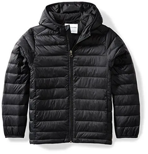 Produktbild: Amazon Essentials Jungen Leichte, Wasserabweisende, verstaubare Kapuzenjacke, Schwarz, 9 Jahre
