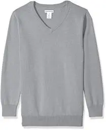 Produktbild: Amazon Essentials Jungen Pullover aus Baumwolle mit V-Ausschnitt, Uniform, Hellgrau Meliert, 2 Jahre