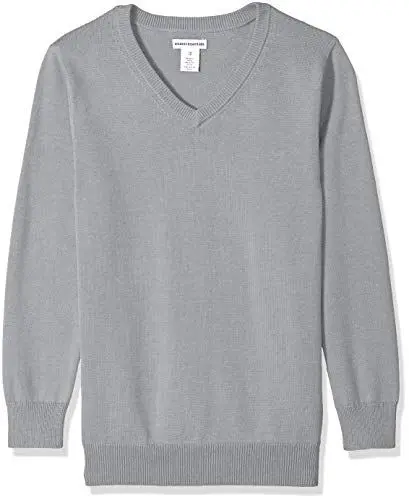 Produktbild: Amazon Essentials Jungen Pullover aus Baumwolle mit V-Ausschnitt, Uniform, Hellgrau Meliert, 2 Jahre