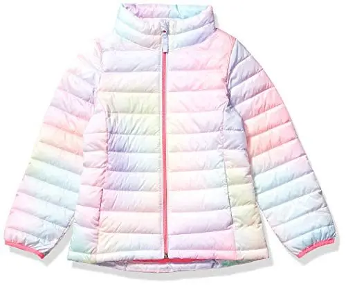 Produktbild: Amazon Essentials Mädchen Leichte Wasserabweisende verstaubare Pufferjacke mit Stehkragen, Rosa Schatteneffekt, 3 Jahre
