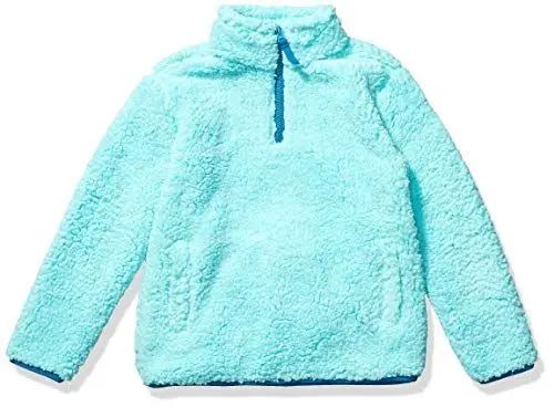 Produktbild: Amazon Essentials Mädchen Sherpa-Fleece-Jacke Viertelreißverschluss, Aquablau, 9 Jahre