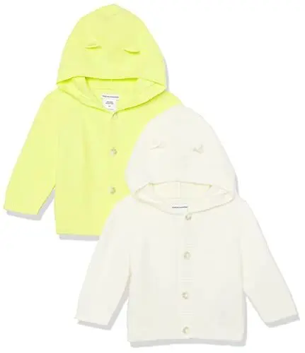 Produktbild: Amazon Essentials Unisex Baby Kapuzenpullover, 2er-Pack, Elfenbein/Zitronengelb, 0 Monate