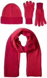 Produktbild: Amazon Essentials Unisex Erwachsene Set mit Strickmütze, Schal und Handschuhen, 3er-Pack, Rote Beete Lila/Fandango Pink, Einheitsgröße