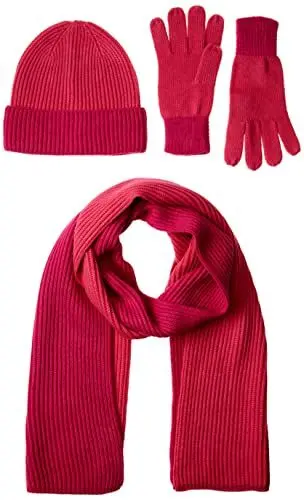 Produktbild: Amazon Essentials Unisex Erwachsene Set mit Strickmütze, Schal und Handschuhen, 3er-Pack, Rote Beete Lila/Fandango Pink, Einheitsgröße