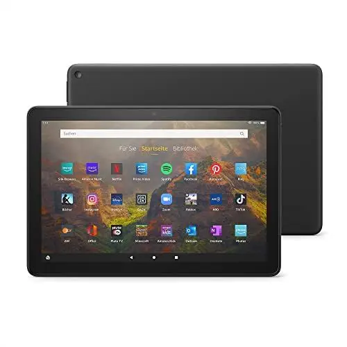 Produktbild: Amazon Fire HD 10-Tablet, Zertifiziert und generalüberholt | 25,6 cm (10,1 Zoll) großes Full-HD-Display (1080p), 32 GB, schwarz – mit Werbung |
