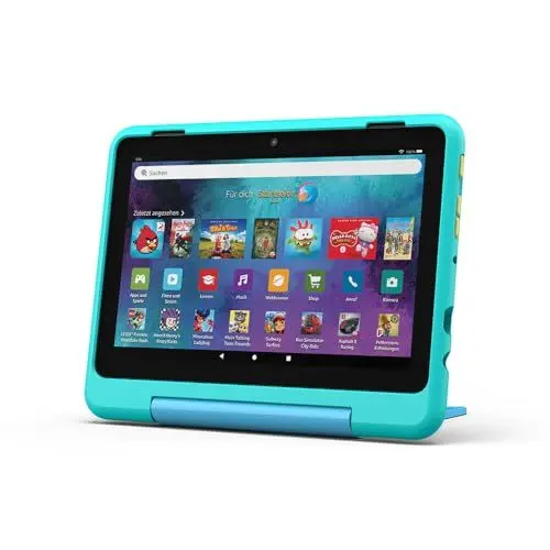 Produktbild: Amazon Fire HD 8 Kids Pro-Tablet (Neueste Generation), für Kinder von 6-12 J. | 3 GB RAM, 8-Zoll-HD-Bildschirm, werbefreie Inhalte, Kindersicherung, 13 Std. Akkulaufzeit, 32 GB, blaugrün (2024)