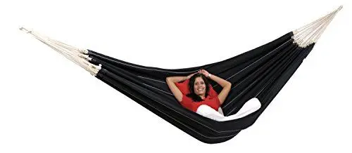 Produktbild: AMAZONAS Brasilianische Hängematte XL Barbados Black 230 x 150cm für Mehrpersonen bis 200kg Black Gesamtlänge 340 cm