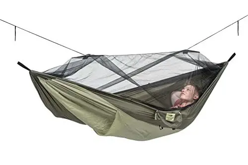Produktbild: AMAZONAS - Ultra-Light Hängematte Moskito-Traveller Thermo XXL | Ultraleichte Hängematte mit Moskitonetz. Hängematte inkl. Fach für eine Isomatte | Belastbar bis 200 kg·· Maße 3,05m x 1,60m