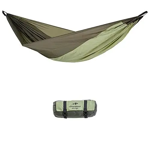 Produktbild: AMAZONAS Ultra-Light Hängematte Silk Traveller Thermo 520g 275x140cm Packmaß 20 x 6,5cm bis 200kg in Grün
