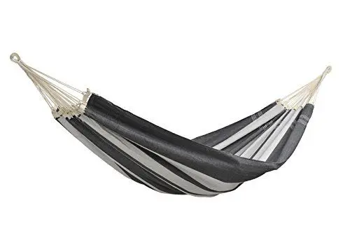 Produktbild: AMAZONAS XXL Komfort Hängematte Paradiso Silver handgefertigt in Brasilien 250cm x 175cm bis 200kg in Grau-Weiß-gestreift