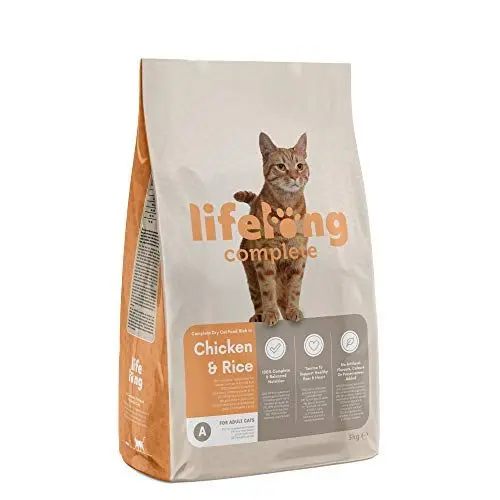Produktbild: Amazon-Marke: Lifelong - Complete Komplett Trockenfutter für ausgewachsene Katzen, Huhn und Reis, 3kg, 1er-Pack