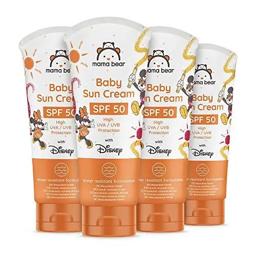 Produktbild: Amazon-Marke: Mama Bear - Disney - Baby-Sonnencreme LSF 50 (hoher UVA/UVB-Schutz) - 4-er Pack x 100 ml