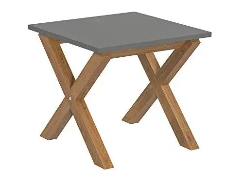 Produktbild: Amazon-Marke: Movian Rechteckig Beistelltisch mitteldichte Faserplatte, Natürliche Massive Eichenholz und Grau Tischplatte, 50 x 50 x 44.8 cm