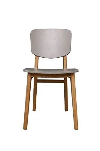Produktbild: Amazon-Marke: Movian Essensstuhl, Eiche massiv / Sperrholz, Beine aus Natürlichem und Grauer Sitz, 43,5 x 50,2 x 80 cm