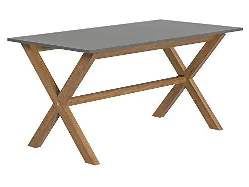 Produktbild: Amazon-Marke: Movian Esstisch, rechteckig, Eiche massiv / mitteldichte Faserplatte, Natürliche Massive Eichenholz und Grau Tischplatte, 150 x 85 x 75 cm