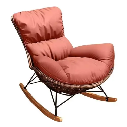 Produktbild: AMAZWI Lounge-Stühle Liege-Schaukelstuhl Teilbarer PE-Rattan-Freizeitstuhl for Balkon Wohnzimmer Terrasse Zuhause Büro Luxus-Einzelsofa Lazy Chair(Orange)