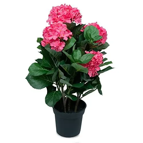 Produktbild: ambico Kunstpflanze Hortensie Nora 55 - künstliche Pflanze aus UV-beständigem Material - künstliche Hortensie in 55cm Höhe - Kunstblume