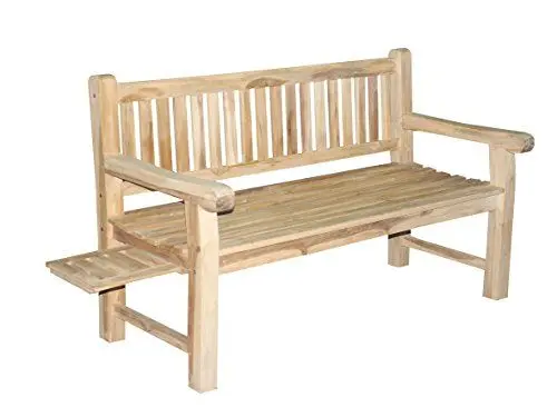 Produktbild: Ambientehome 2er Badoc Gartenbank Teaholz inklusive 1 Tablett circa 120 cm, natur, 120 x 55 x 93 cm, 69294
