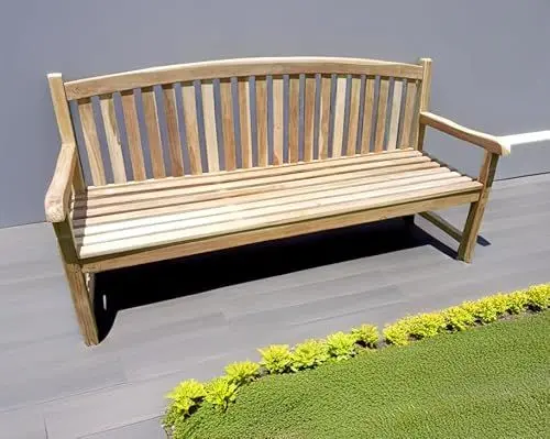 Produktbild: Ambientehome 4-Sitzer Teakholz Bank TULUP ca. 180 cm, Gartenbank, Teakbank, Braun
