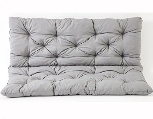 Produktbild: Ambientehome HANKO - Gepolstertes Kissen mit Rückenlehne für 3-Sitzer-Gartenbank, Grau, 150 x 98 x 8 cm