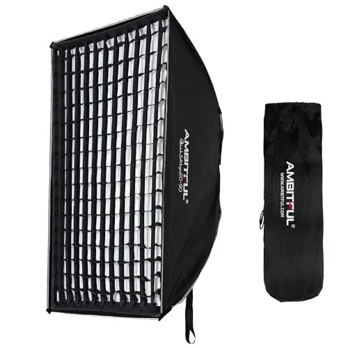 Produktbild: AMBITFUL Bowens Mount Softbox Schnellinstallation Softbox + Wabengitter für Studio-Stroboskop-Outdoor-Fotografie (60 x 90 cm quadratisch)