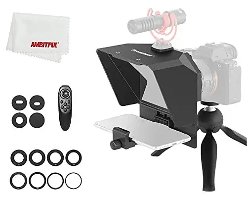 Produktbild: AMBITFUL Teleprompter Kit Portable Inscriber Handy Teleprompter Artefakt Video mit Fernbedienung für Handy und DSLR Aufnahme (Teleprompter)