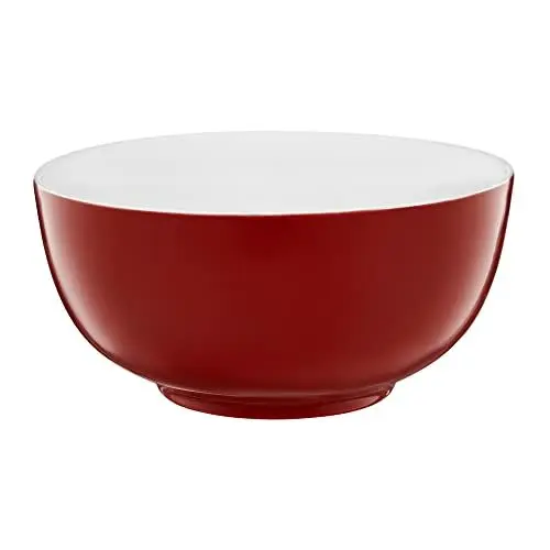 Produktbild: AMBITION Schale Aura Red 14 x 14 x 6,9 cm Müslischale weiß mit rotem Rand rund Porzellan Spülmaschine Mikrowelle