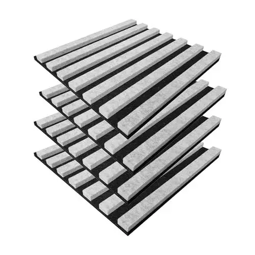 Produktbild: AMECO Acusticus Akkustikwandpanel 4x (29 x 29 cm) set mit 4 stücken schallschutzplatte – Schalldämmung – Schalldämmung – Akustikplatten Schallschutz – Schallabsorber – Wall Panel - Schwarz/Grau