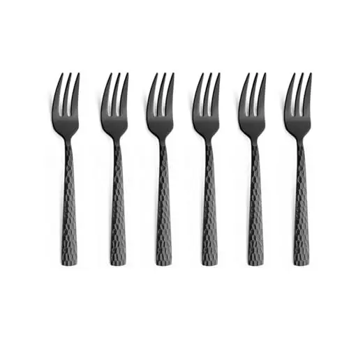 Produktbild: Amefa Felicity PVD Kuchengabel Set 6-teilig | Schwarz | PVD Dessertgabel Set für 6 Personen | Dessertgabeln | Dessertbesteck