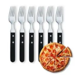 Produktbild: Amefa PIZZA 7000 Pizza-/ Steakgabel Set 6 Personen | Schwarzer Griff | 18/0 Edelstahl | poliert & rostfrei | 2-fach genietete Griffe aus Pakka Wood | Pizzabesteck | Steakbesteck | Grillbesteck Set