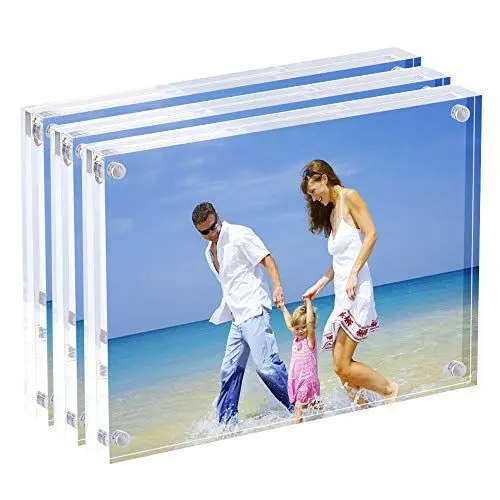 Produktbild: AMEITECH Acryl Bilderrahmen 15 x 20 cm, Magnetischer Acryl-Block Bilderrahmen, Desktop Rahmenlose Foto Display – 3er Pack