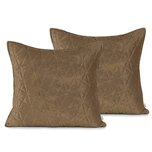 Produktbild: AmeliaHome 2 Kissenbezüge 45x45 cm Cappuccino Steppung Velvet Samt Laila