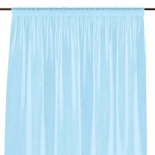 Produktbild: AmeliaHome Gardine 140x250 cm 1 St. Vorhang halbtransparent Kräuselband Hellblau Lunare