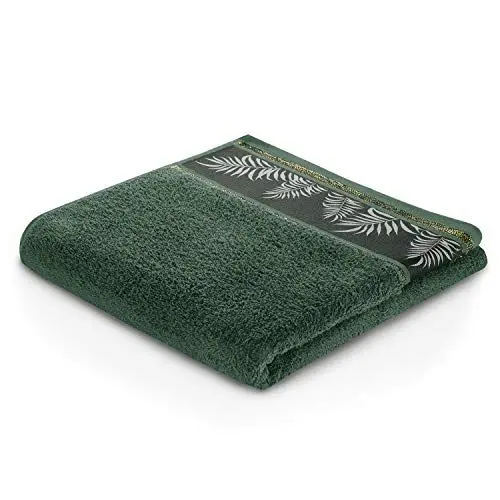 Produktbild: AmeliaHome Handtuch 100% Baumwolle 50x90 cm Bordüre Farne Dunkelgrün Pavos