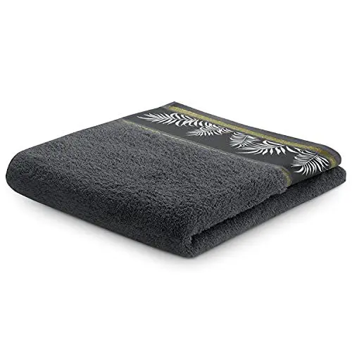 Produktbild: AmeliaHome Handtuch 100% Baumwolle 50x90 cm Bordüre Farne Grau Anthrazit Pavos