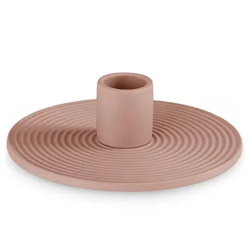 Produktbild: AmeliaHome Kerzenständer aus Keramik Kerzenhalter 12x3,5 cm Morab Altrosa