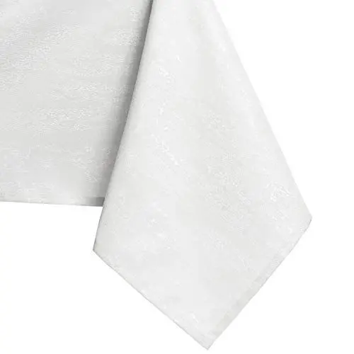 Produktbild: AmeliaHome Tischdecke 110x110 cm Tischtuch Tafeldecke Fleckschutz Lotuseffekt Abwaschbar Wasserabweisend Ornament Vesta weiß